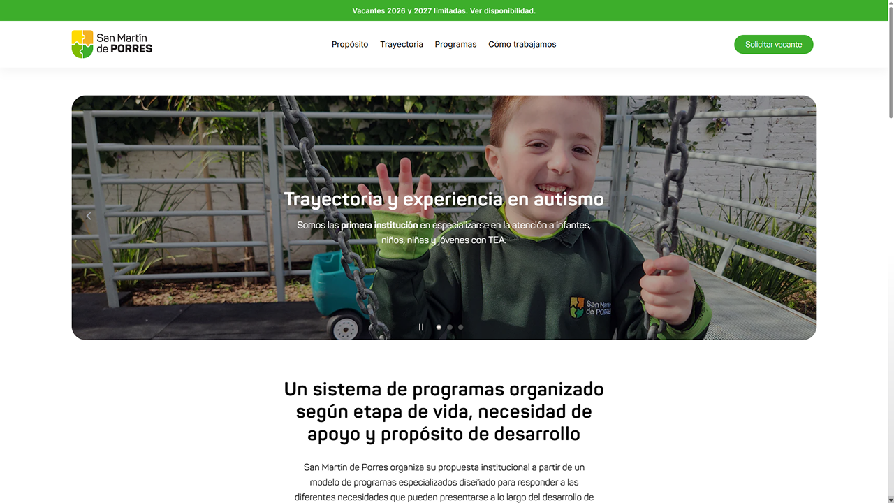 San Martín de Porres - Captura del sitio web